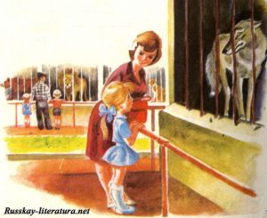 волк в зоопарке и девочка
